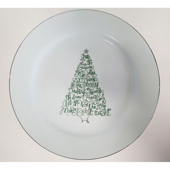 St. Nicholas Square Plate 11" Round Christmas Eat, Drink & Be Merry Holiday Tree - Picture 2 of 9